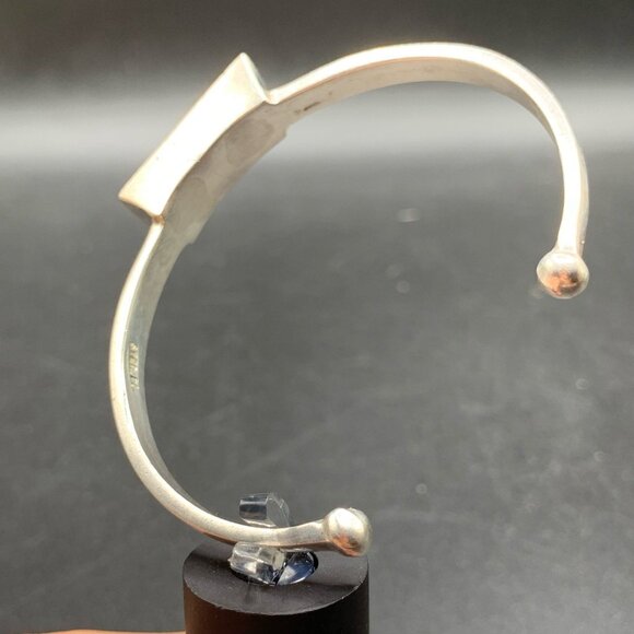 Unusual Sterling Silver & Poured Resin Handcrafted Cuff Bracelet Signed STER PC. - Picture 5 of 8